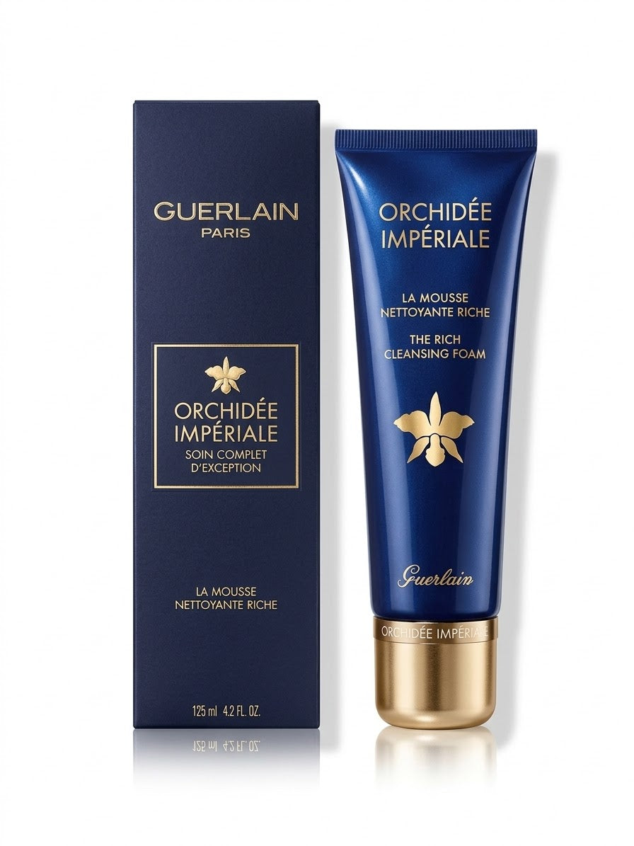 Soin Orchidée Impériale — La Mousse Nettoyante Riche de Guerlain.